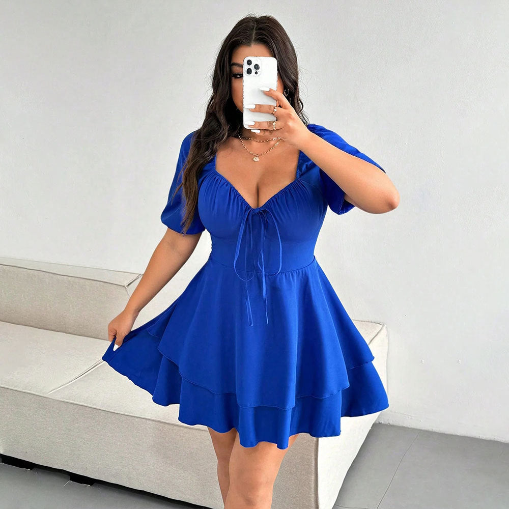 Plus Size Women Sexy Dress Summer Waist Slimming A line Dress