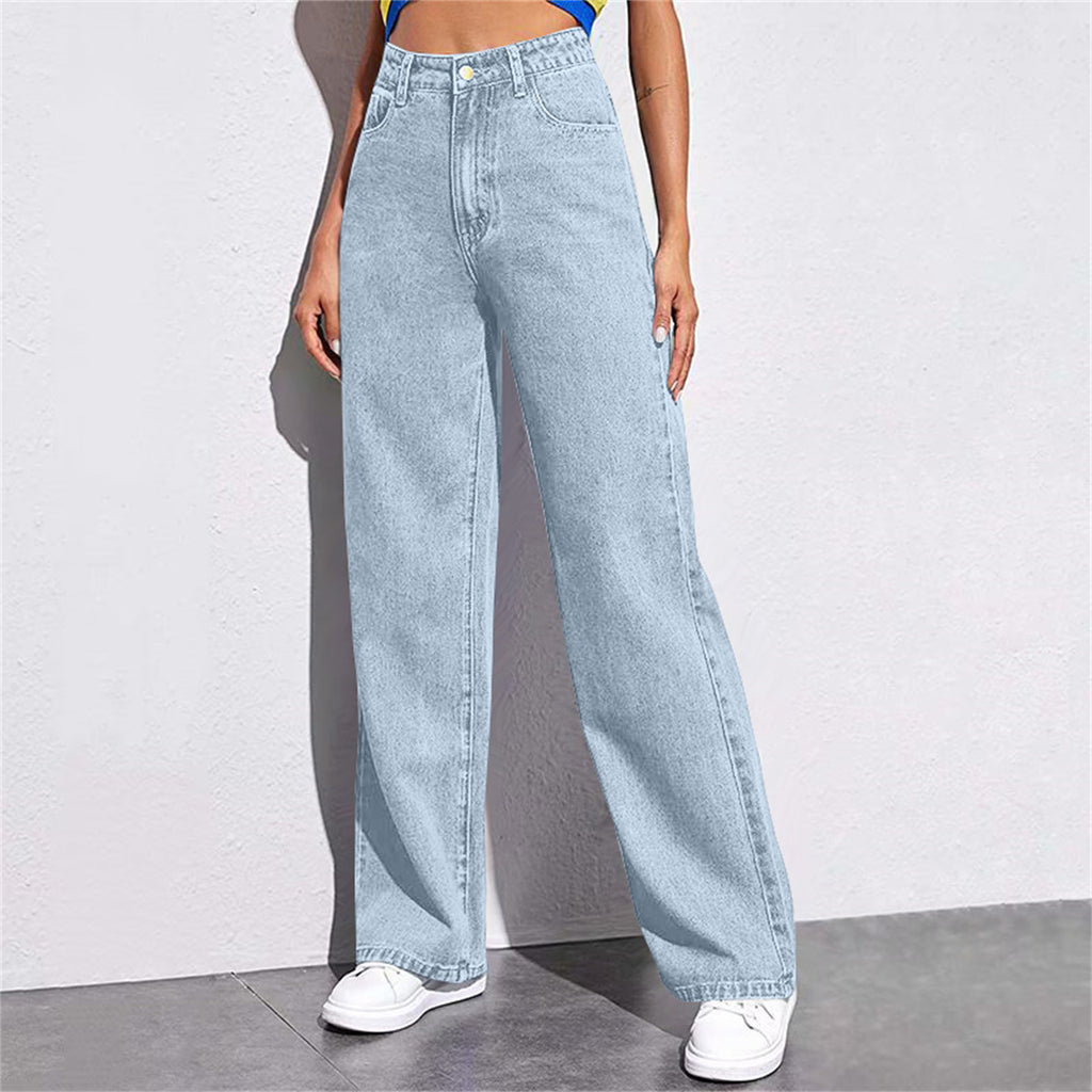 High Waist Wide Leg Jeans Women Slimming Straight Retro Drape