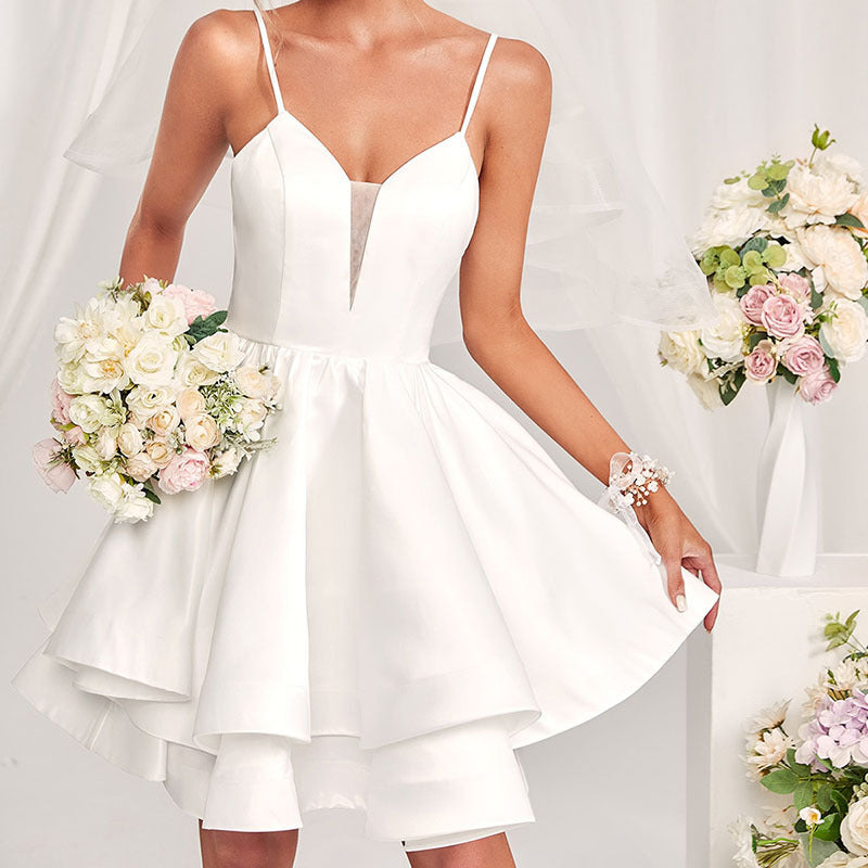 Women Camisole Gown Summer White Sexy Swing Dress