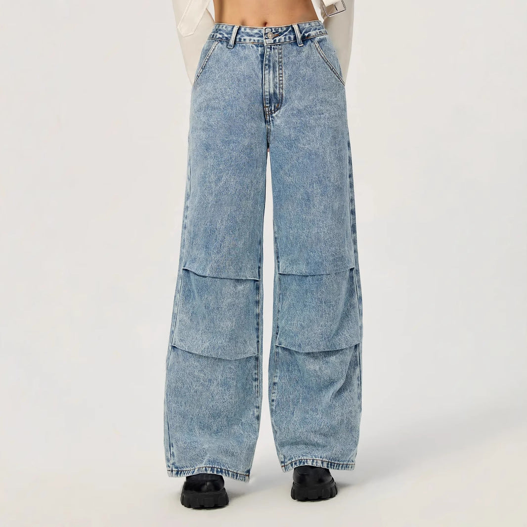 Women Clothing Casual Straight Leg Wide Leg Jeans Trousers
