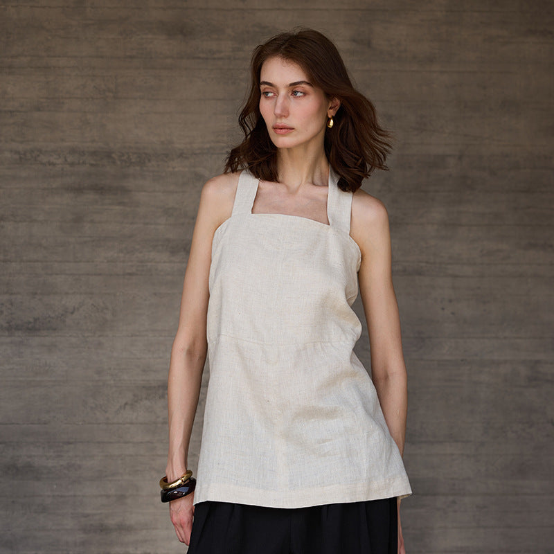 Linen Vest Halter Tube Top Sleeveless Top Summer Sexy Backless Women Bow Bandage Sling