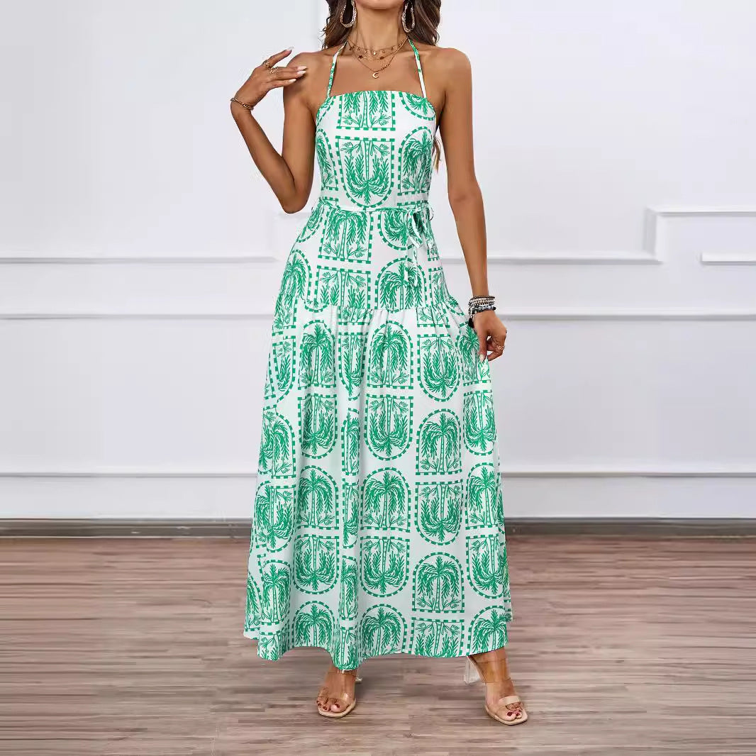 Women Floral Halter Beach Hawaii Holiday Dress