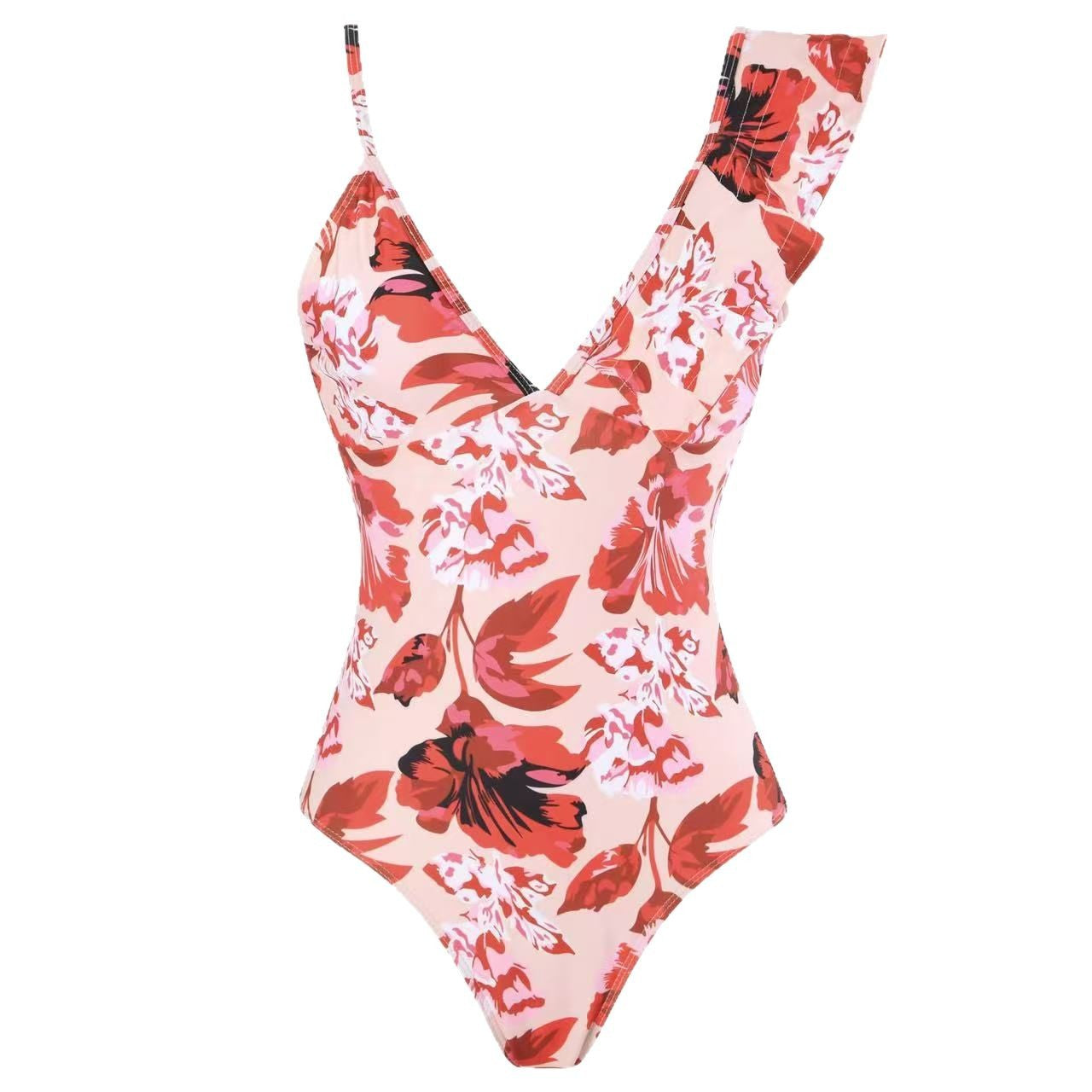 Bikini Two Piece Swimsuit Women Digital Printing Ruffled Bikini