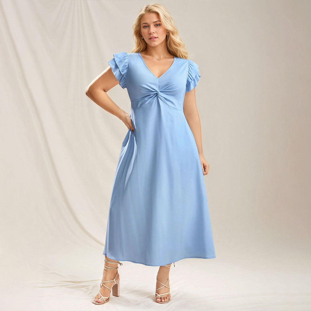 Plus Size Women Clothing Cute Youth Looking Dress Waist Tight Slim Fit Slimming Dress