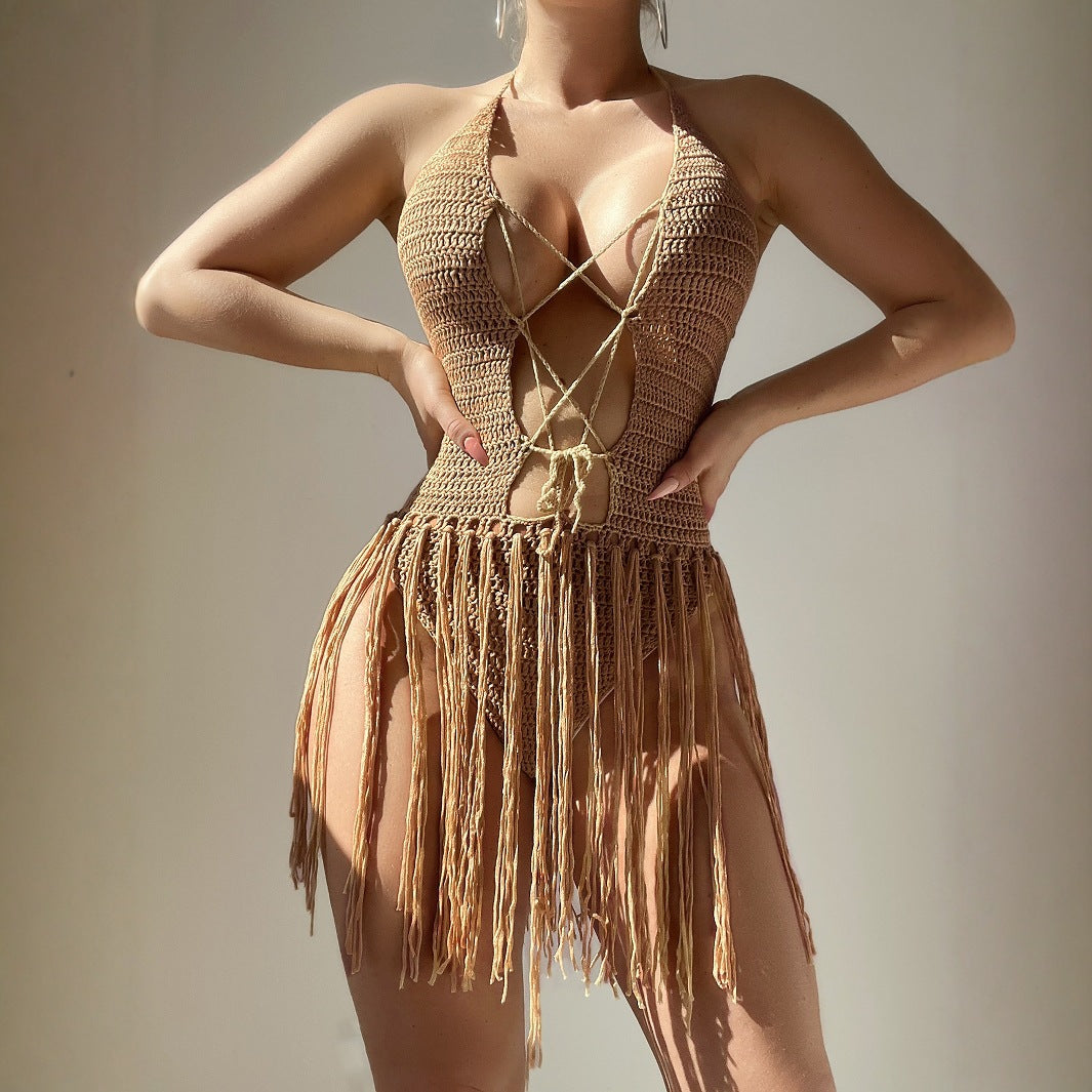 Women Clothing Long Tassel Hand-Woven Short Tassel Sexy Beach Pantskirt