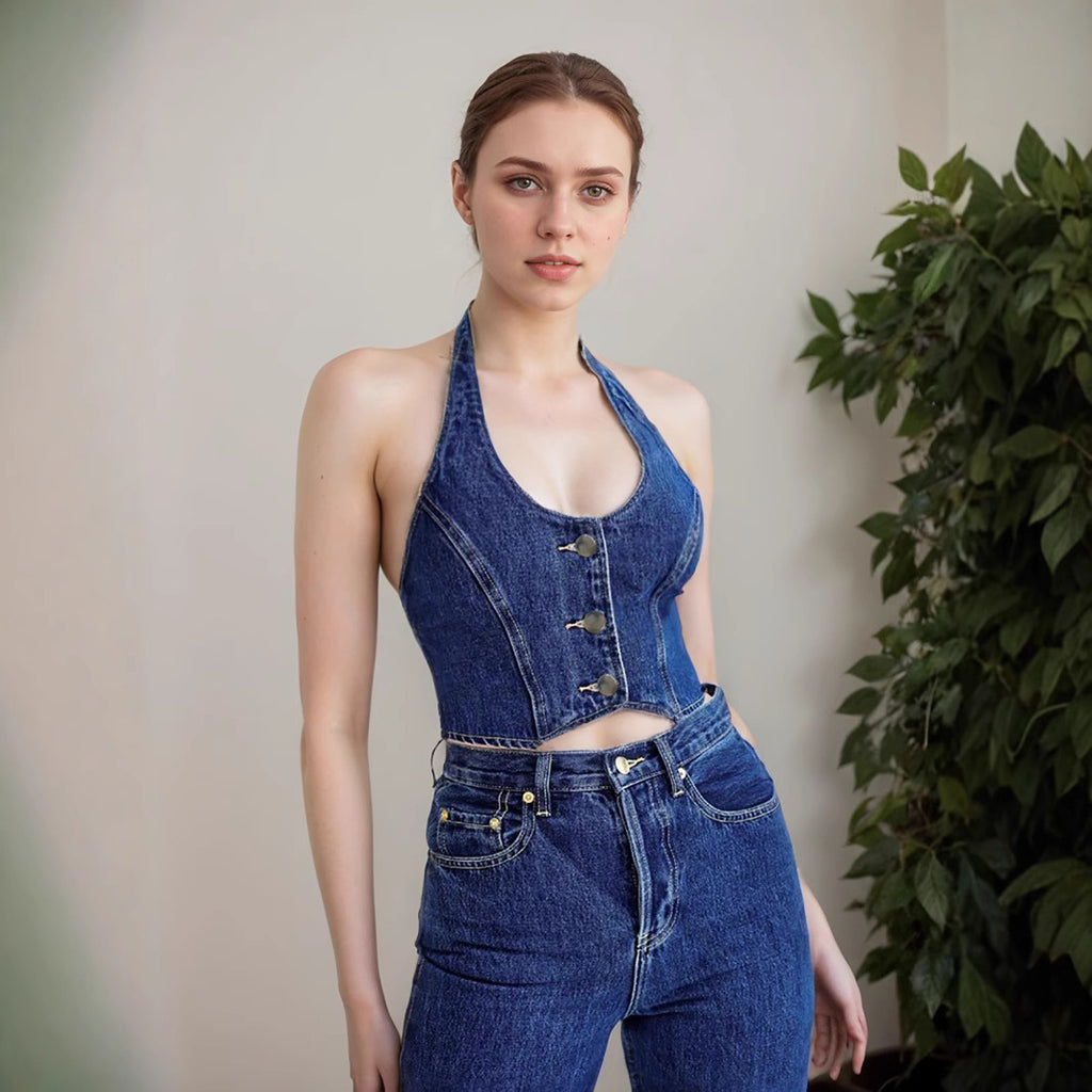 Gilet dos nu ajouré et découpé pour femme, vêtement d'extérieur extensible