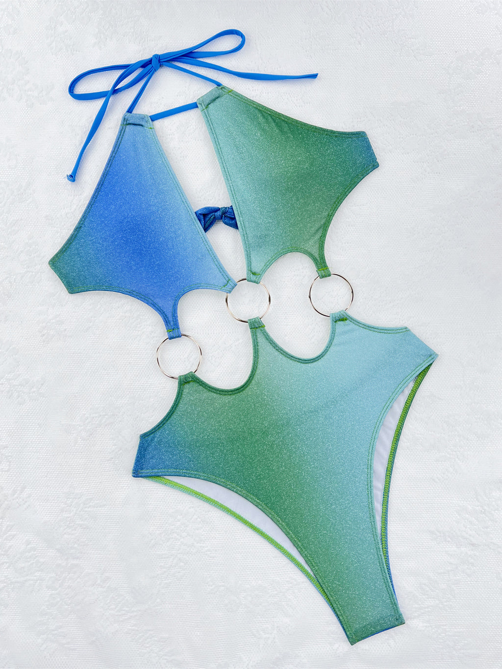 Bikini Double One Piece Swimsuit Sexy Bikini Swimsuit Women Backless Swimsuit Gradient Bikini