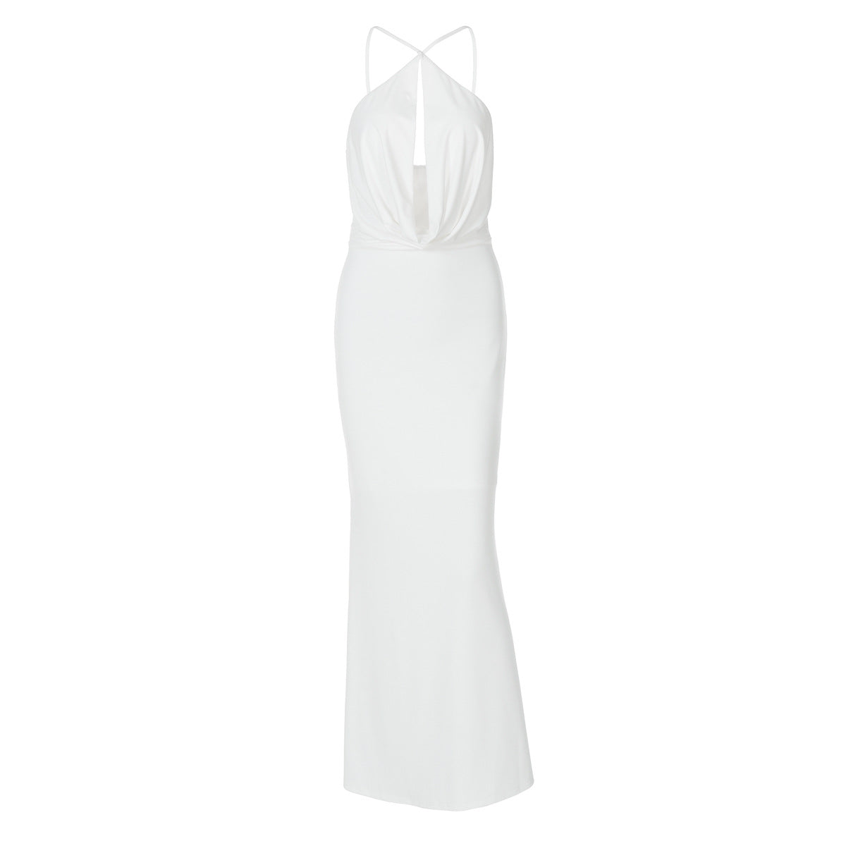 Women Clothing Summer Backless Dignified Hollow Out Cutout Halter Spaghetti Straps Dress Women
