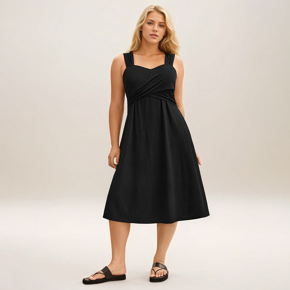 Plus Size Women Clothing Elegant All Match Casual High Waist Slimming Maxi Dress