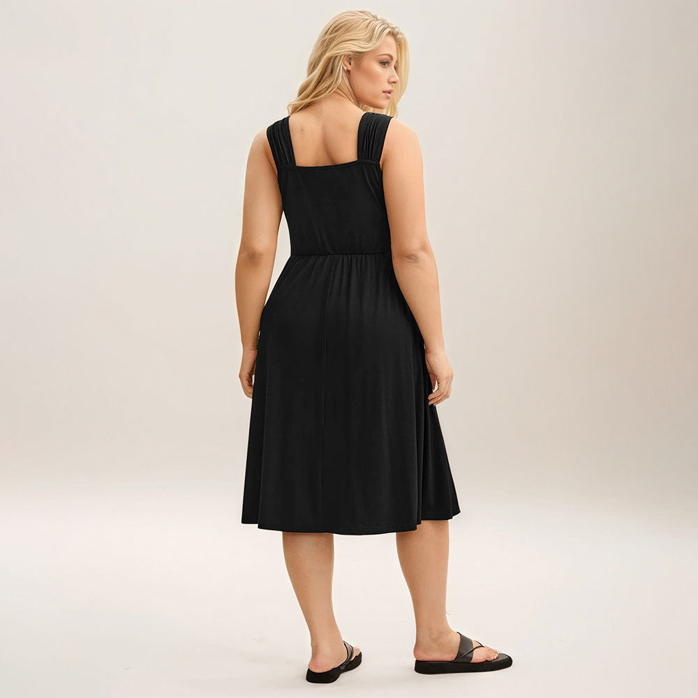 Plus Size Women Clothing Elegant All Match Casual High Waist Slimming Maxi Dress