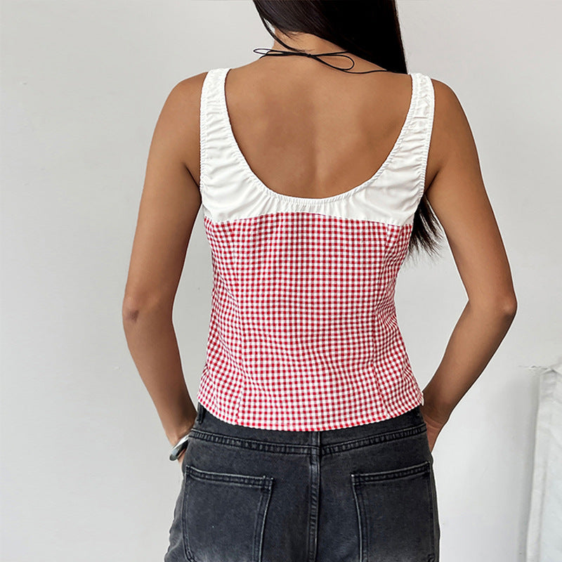 Summer Casual Vest Elastic Lace Lattice Stitching Vest Women Inner Wear