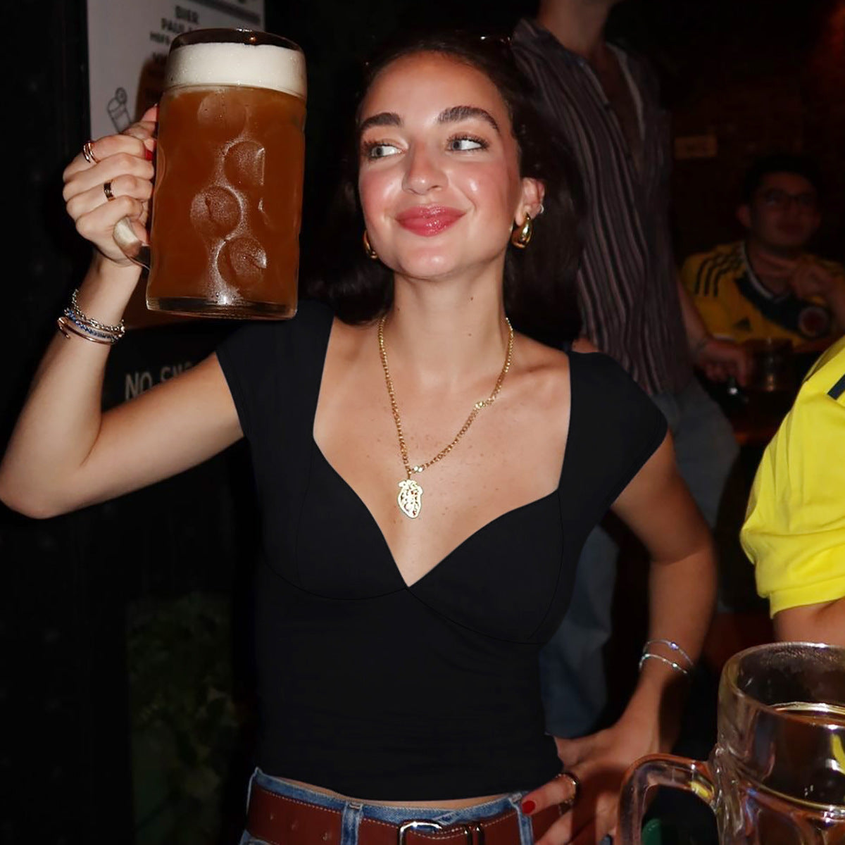 Women Summer Sexy V neck Waist Cropped Short Sleeve Top Women