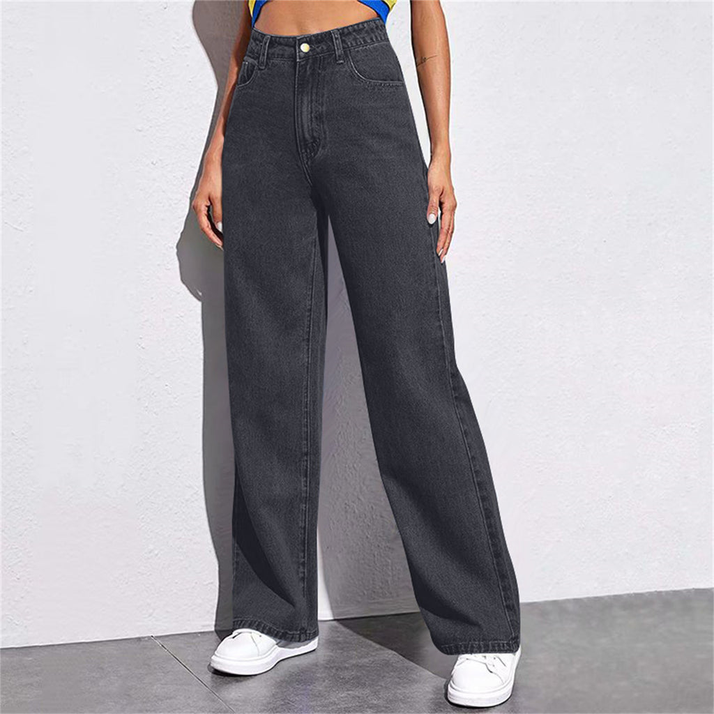 High Waist Wide Leg Jeans Women Slimming Straight Retro Drape
