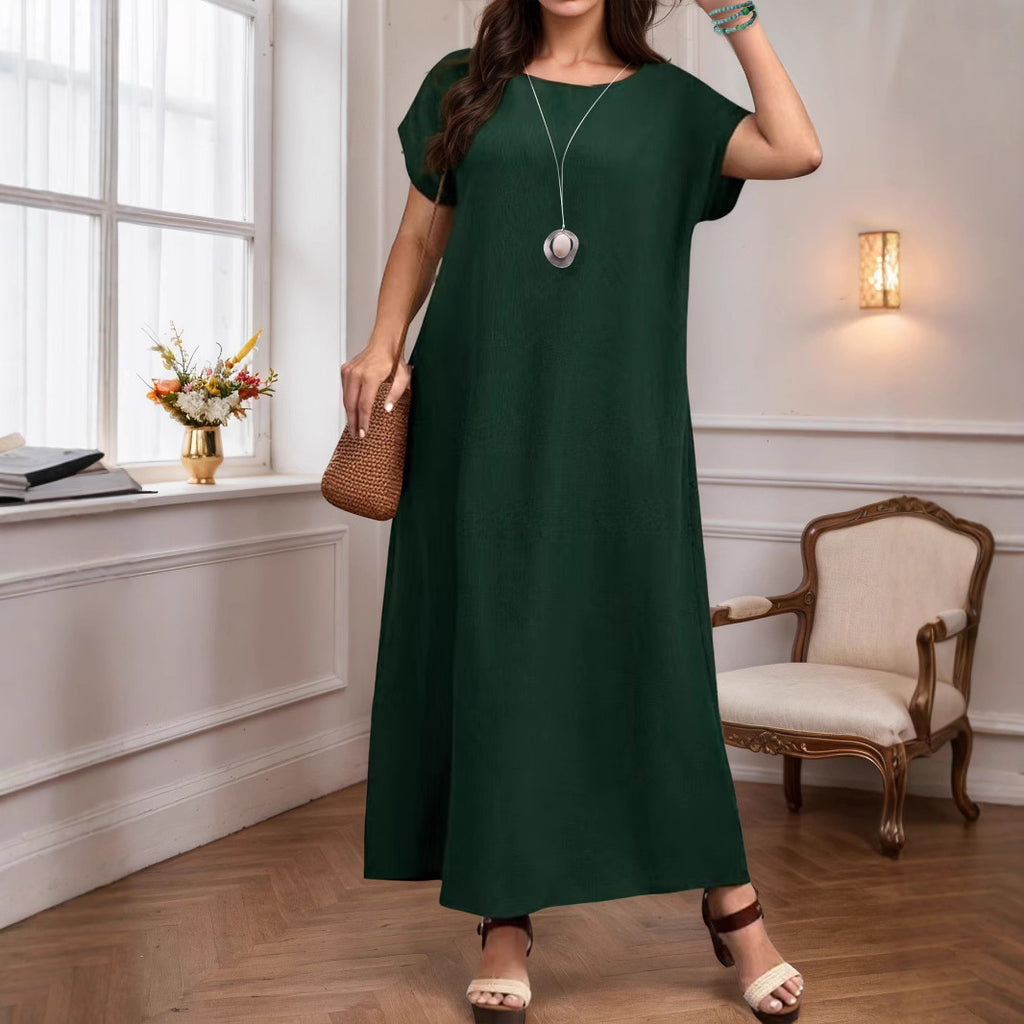 Plus Size Women Summer round Neck Elegant Maxi Dress