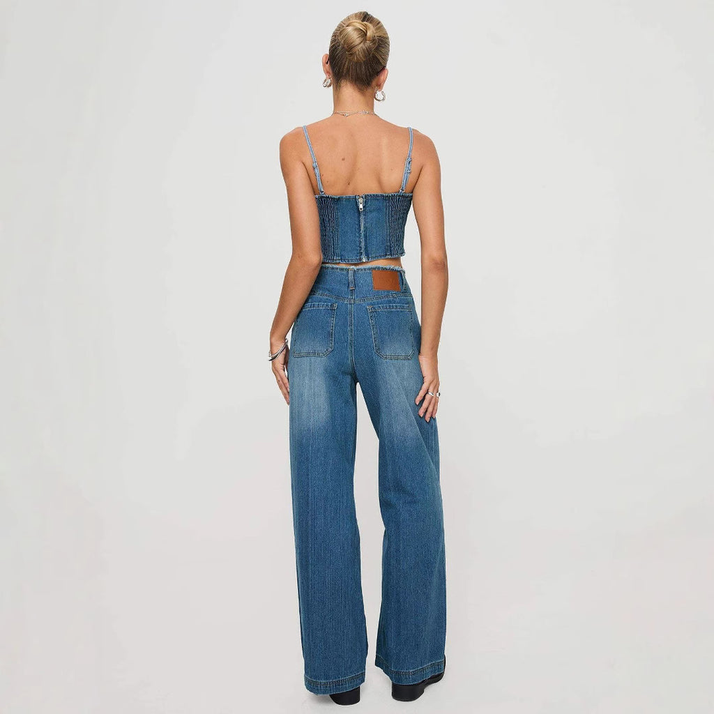 Retro Wide Leg High Waist Loose Slimming Straight Street Jeans