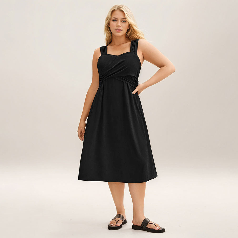 Plus Size Women Clothing Elegant All Match Casual High Waist Slimming Maxi Dress
