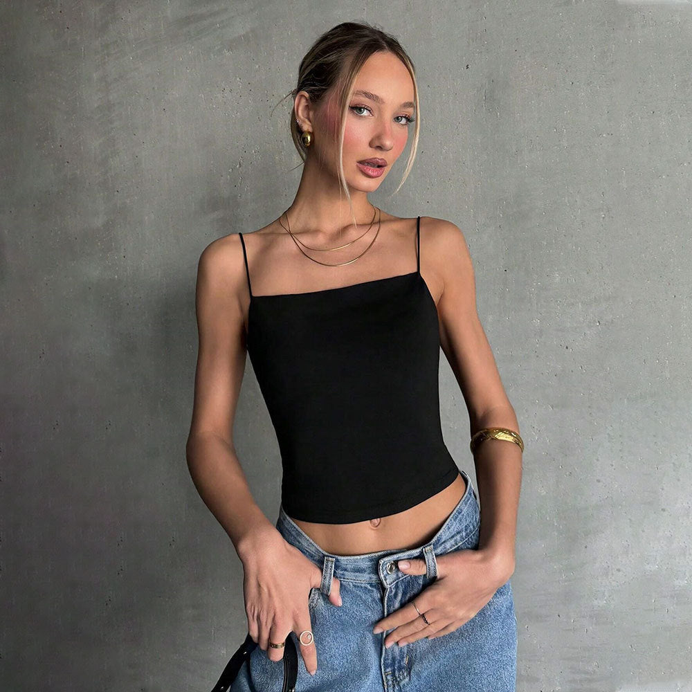 Basic Sexy Backless Underwaist Spring Summer Sexy Slim Slimming Sleeveless Top