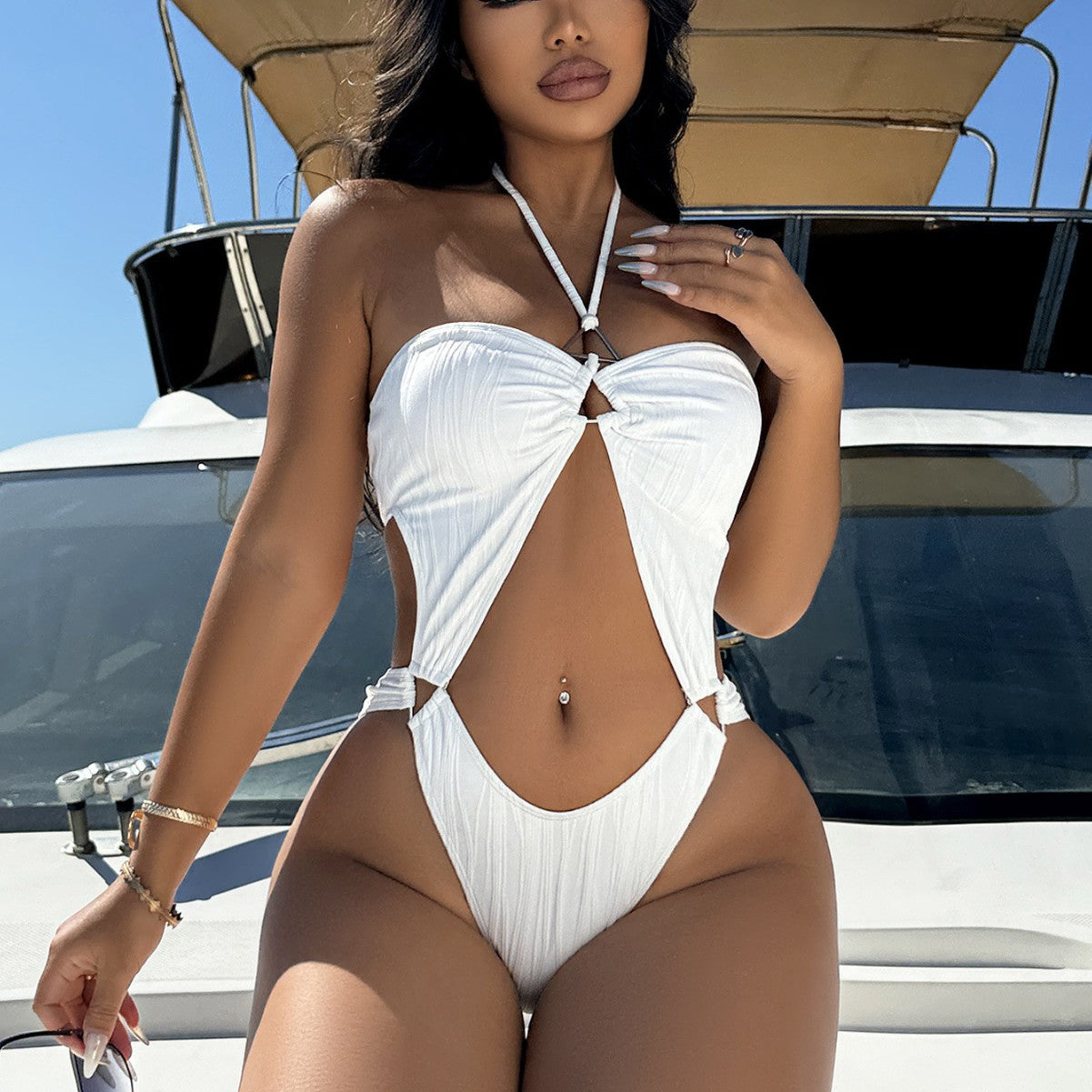 Women Hollow Out Cutout out Swimsuit Sexy Bikini One Piece Swimsuit