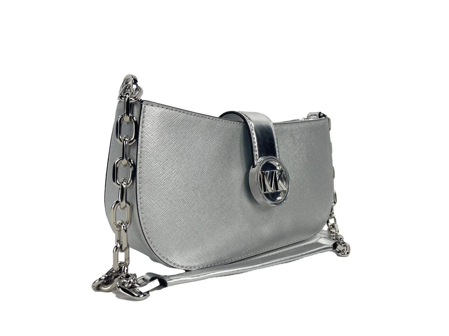 Michael Kors Carmen Silver Pouchette Shoulder Crossbody