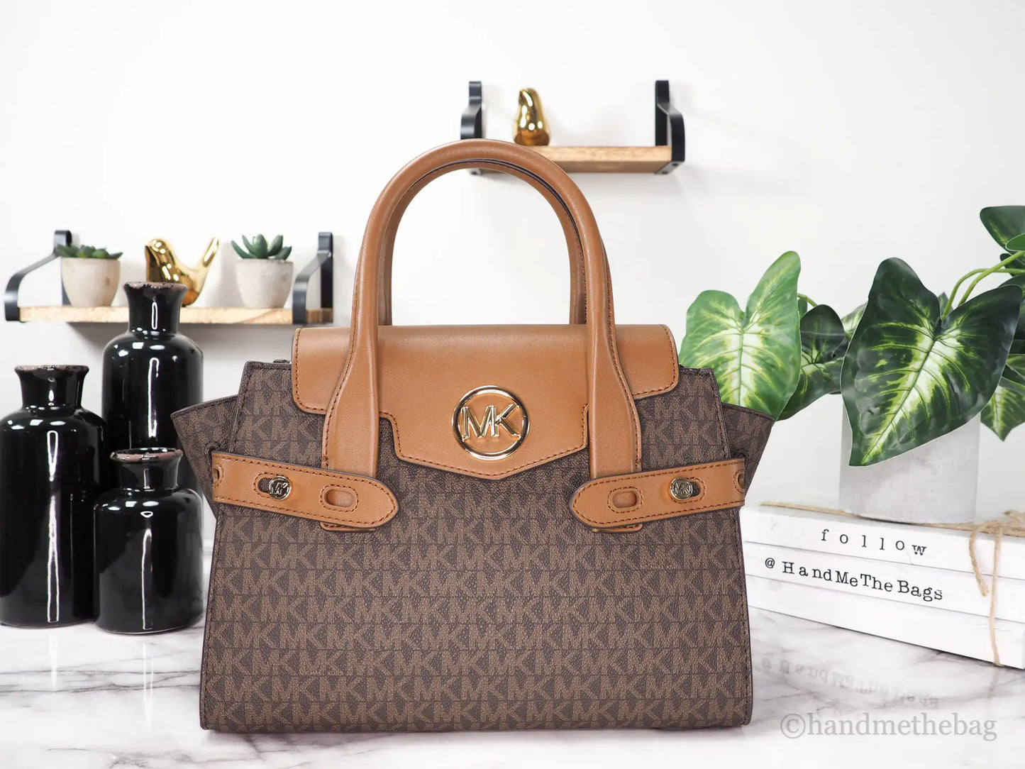 Michael Kors Carmen Medium Brown PVC Satchel