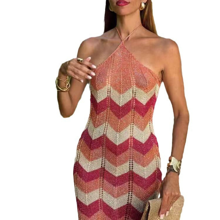 Women's Hollow Out Stitching Bikini Holiday Long Seaside Dress