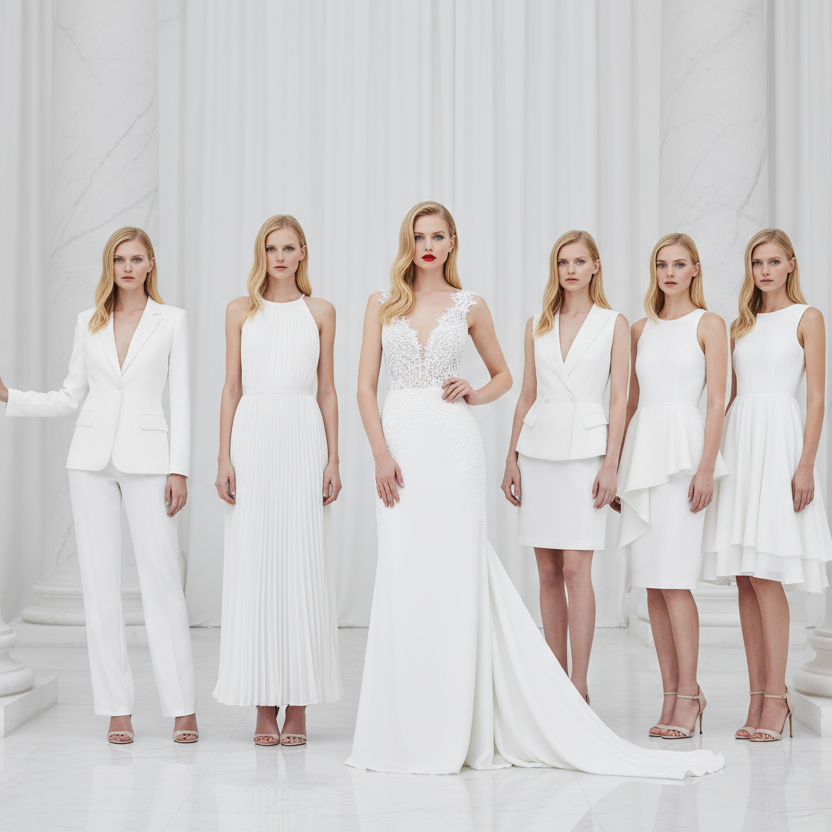 Mannequins blondes en blanc